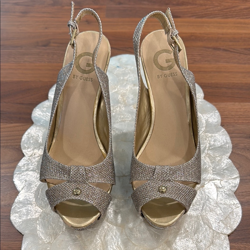 G by Guess Gold Women's Slingback Heels